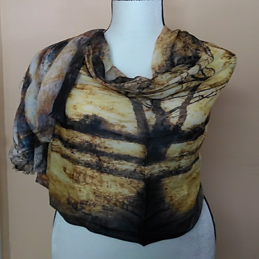Limited Edition Mary Frances Trees Scarf Modal Lg